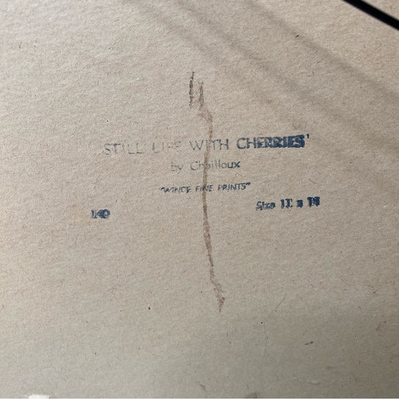 Reserved Vintage “Still Life With Cherries” Robert Chailloux Still Life Framed - Picture 6 of 9